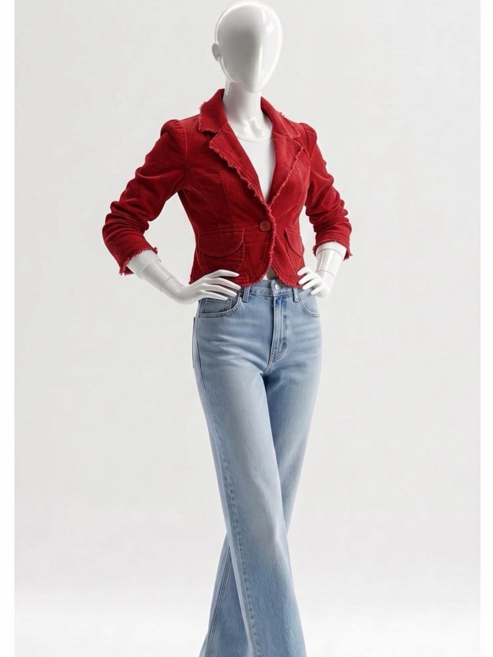 Cell Vintage Y2k Red Corduroy Cropped Blazer Jacket